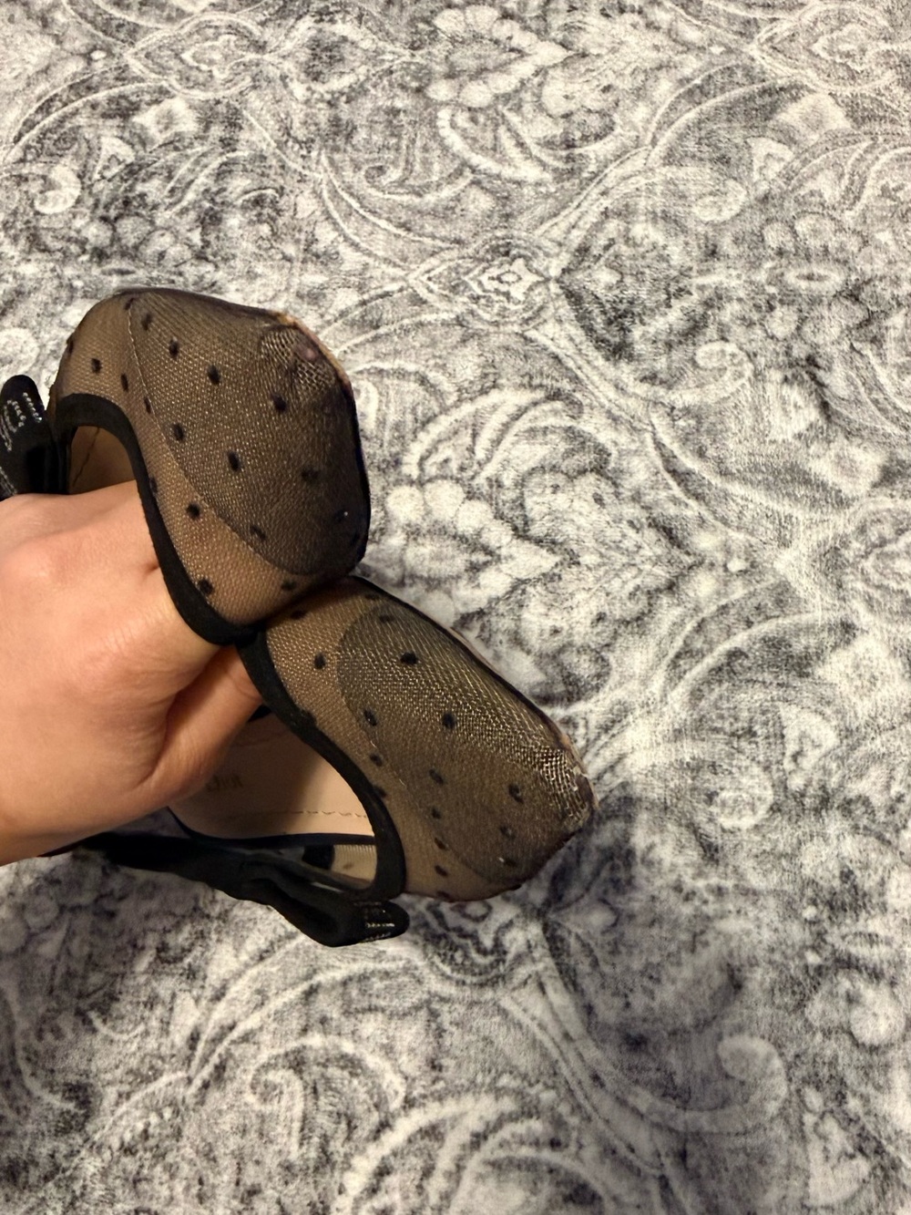 Dior Black Polka Dot Mesh Slingback pointy toes kitten heels - Picture 6 of 10